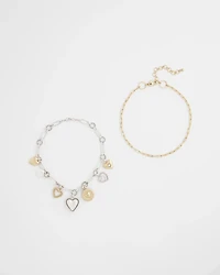 Mixed Metal Heart Charm Necklace