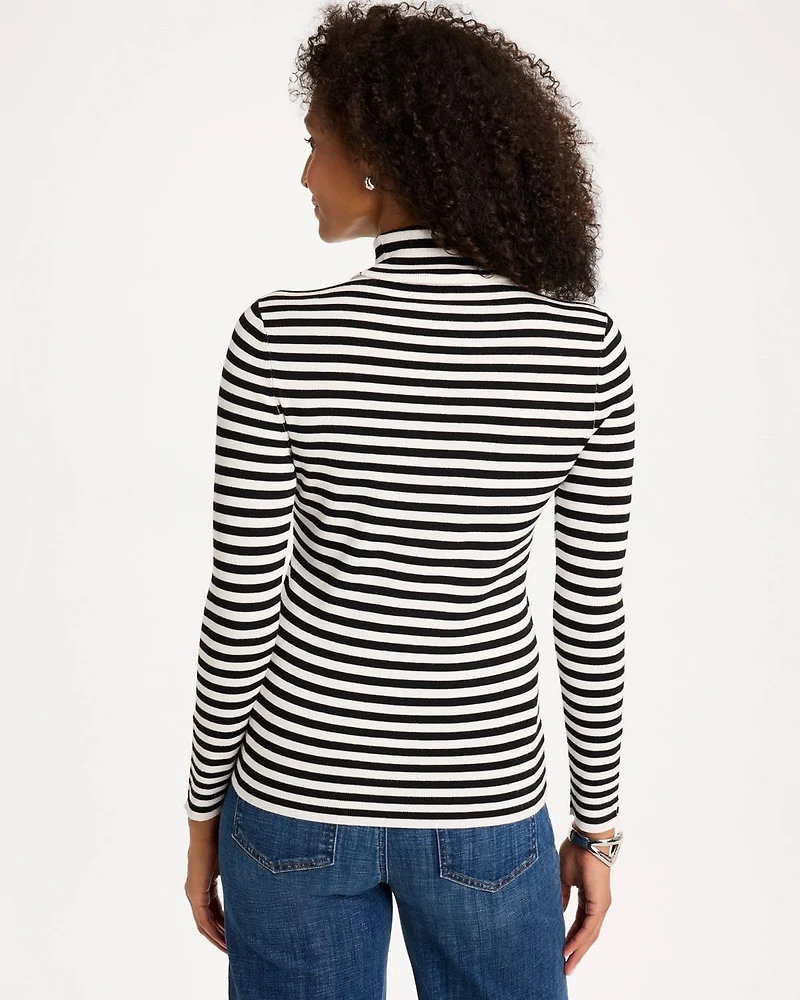 Ella Button-Sleeve Turtleneck Sweater