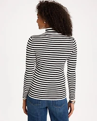 Ella Button-Sleeve Turtleneck Sweater