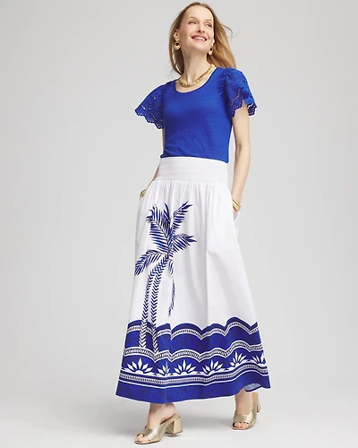 Tropical Smocked Waist Pull-On Skirt