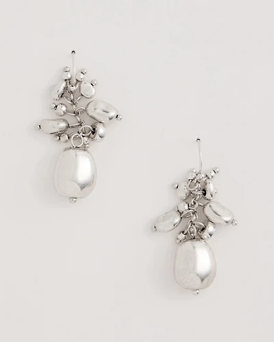 Silvertone Cluster Earrings