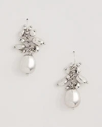 Silvertone Cluster Earrings