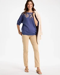 Cotton Embroidered Dolman Sweater