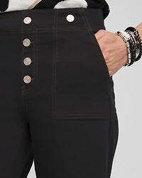 Faux Button Pull-on Cropped Jeans