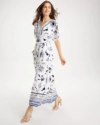 Slub Flutter-Sleeve Vacation Dress
