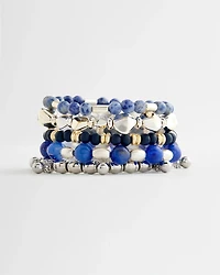 Stretch Set Of Five Genuine Stone Bracelets