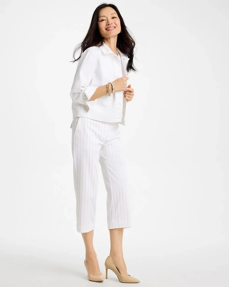 Sandstone Striped Emme Sateen Straight Capri Pants