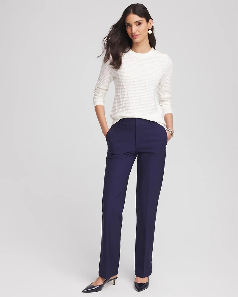 Button Shoulder Crewneck Pullover