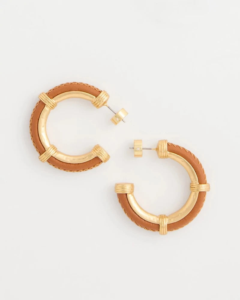 Faux Leather Hoop Earrings