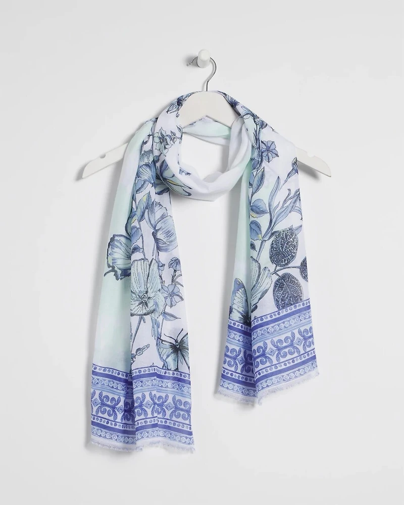 Woven Floral Oblong Scarf