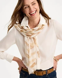 Neutral Zebra Animal Print Oblong Scarf