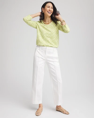 Stretch Sateen Straight Cropped Pants