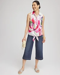 No Iron™ Bloom Linen Tie-Front Shirt