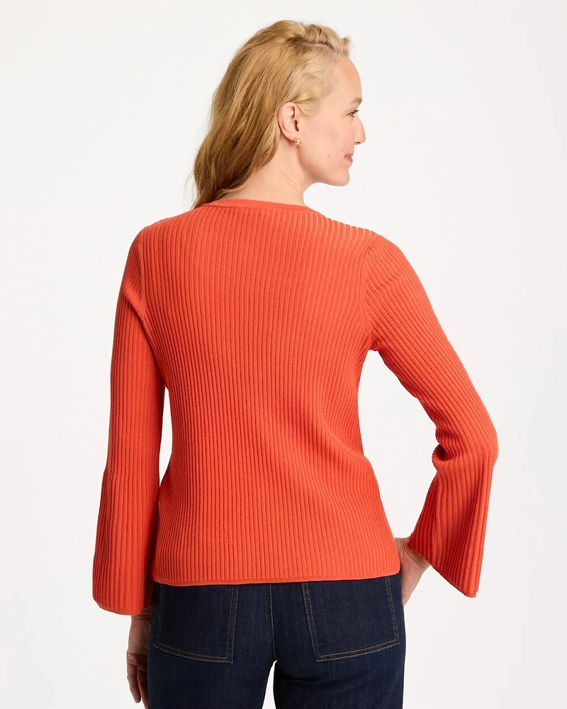 Ribbed Flare Sleeve Sweater
