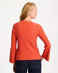 Ribbed Flare Sleeve Sweater