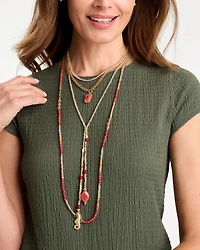 Coral Agate Short Pendant Necklace