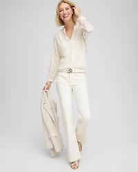 Cream Burnout Pullover Blouse