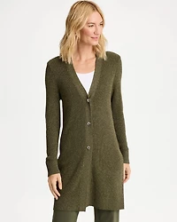 Belted Button-Front Sweater Coatigan