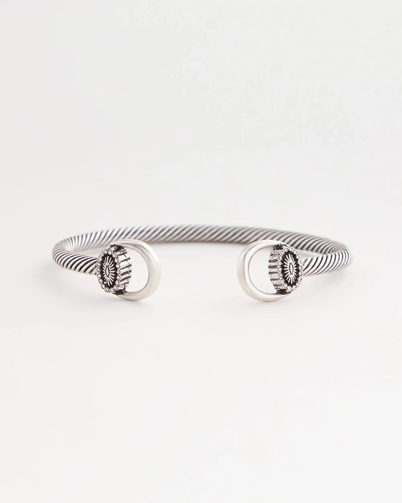 Equestrian Horsebit Silvertone Cuff Bracelet