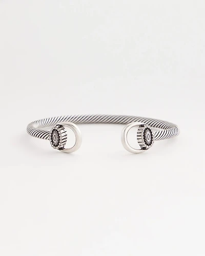Equestrian Horsebit Silvertone Cuff Bracelet