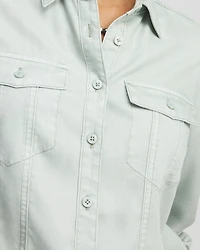 Split Cuff Denim Pocket Shirt
