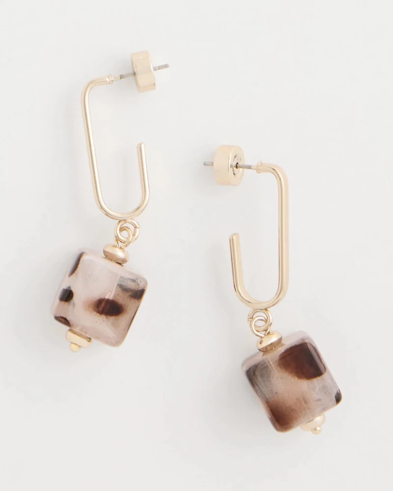 Tortoise Cubes on Fishwire Earrings