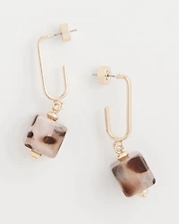 Tortoise Cubes on Fishwire Earrings