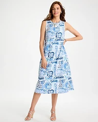 Soft-Stretch Sleeveless Tropical Dress