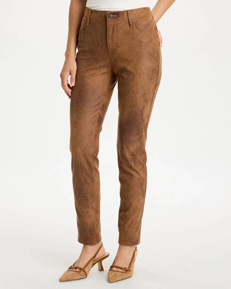 Coated Knit Five-Pocket Skinny Pants