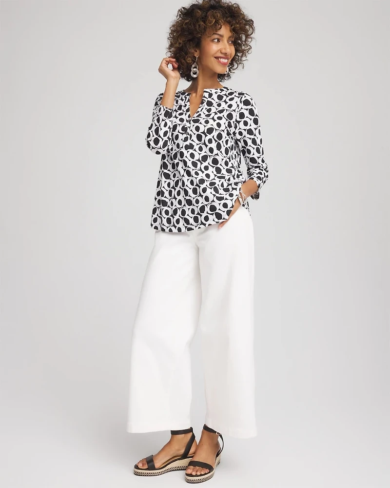 Printed Cotton Slub Henley Shirt