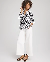 Printed Cotton Slub Henley Shirt