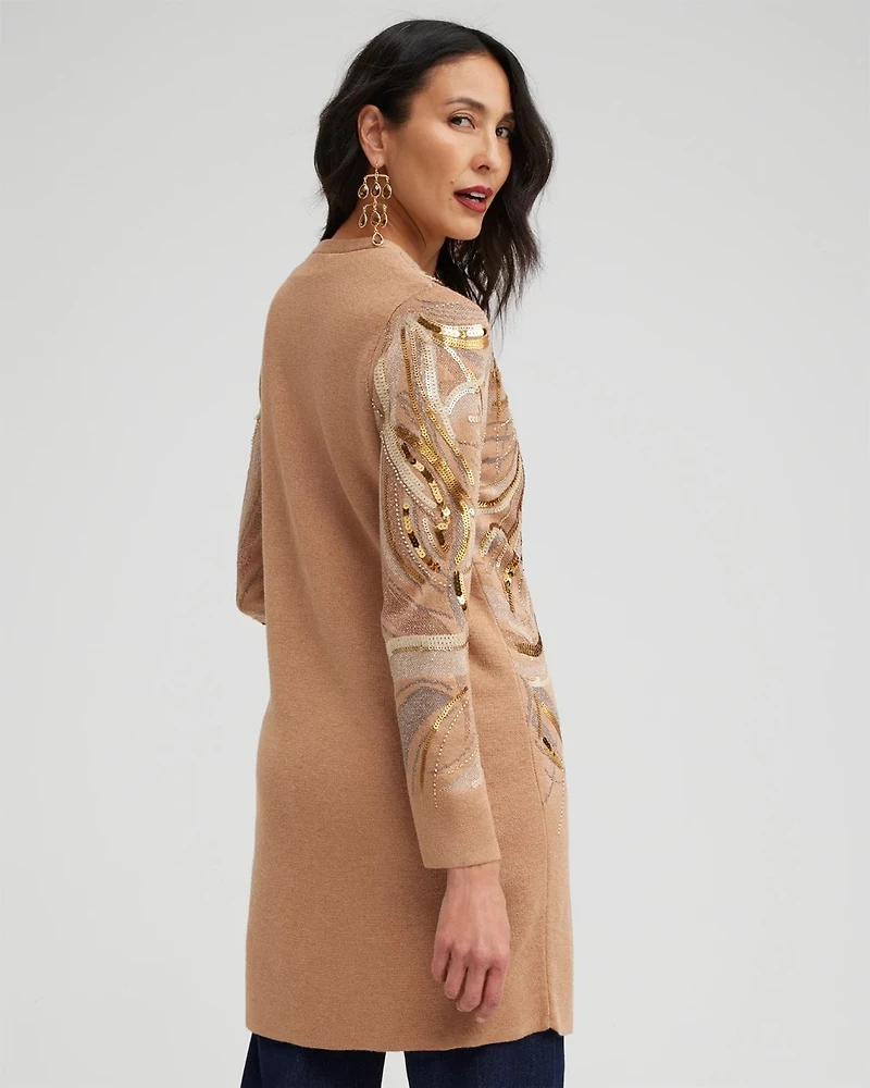 Embellished Jacquard Cardigan Sweater