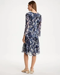 Chiffon Ruffled-Surplice Godet Dress
