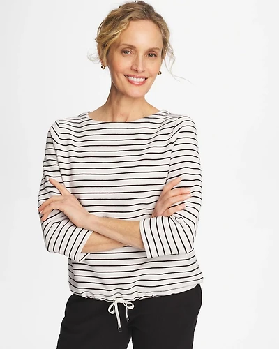 Zenergy® Striped Ottoman Drawstring Top