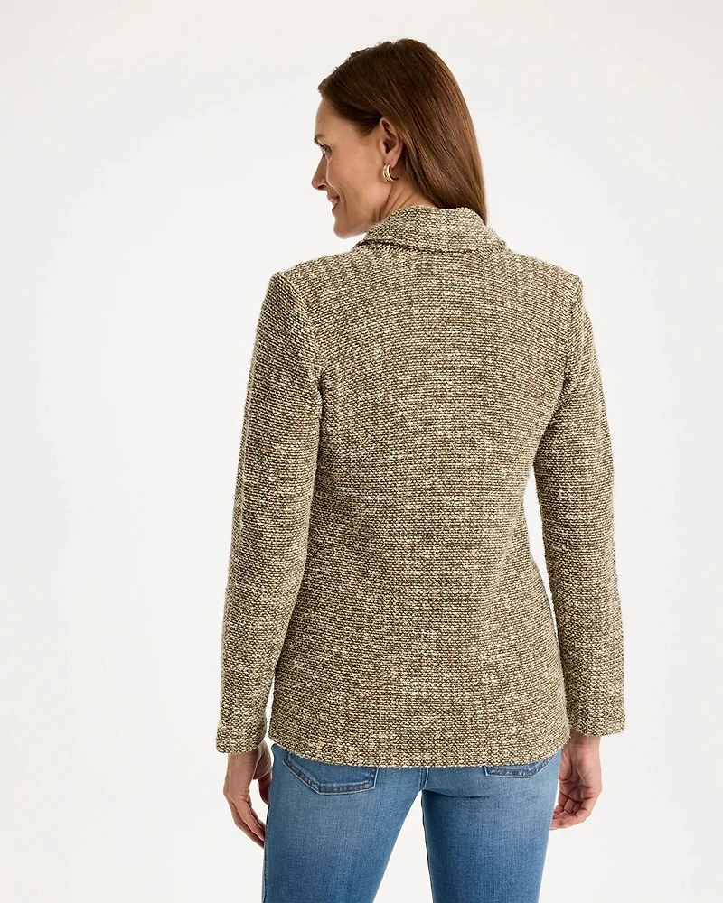 Tweed Long-Sleeve Sweater Blazer