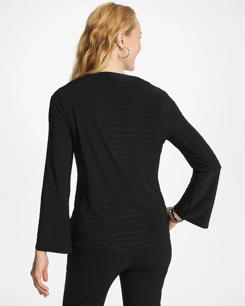 Textured Long Sleeve Cowlneck Tee