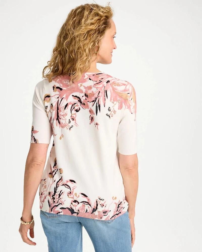Ella Printed Short-Sleeve Sweater