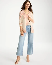Ella Long-Sleeve Placed Print Cardigan