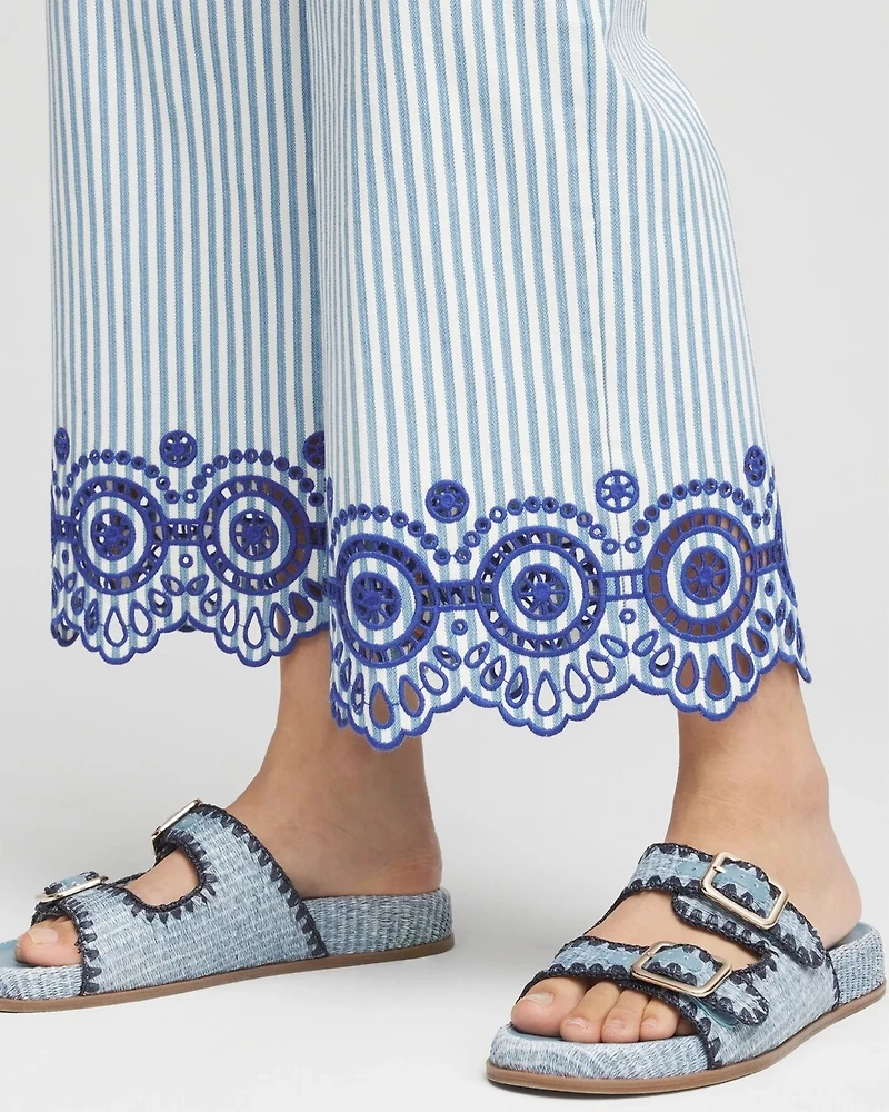 Eyelet High-Rise Wide Cropped Jeans