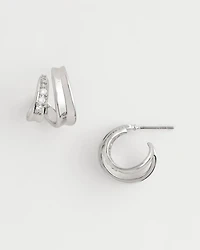 Silver Double Mini Hoop Earrings