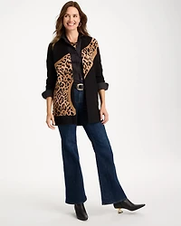 Ella Animal Jacquard Open-Front Cardigan