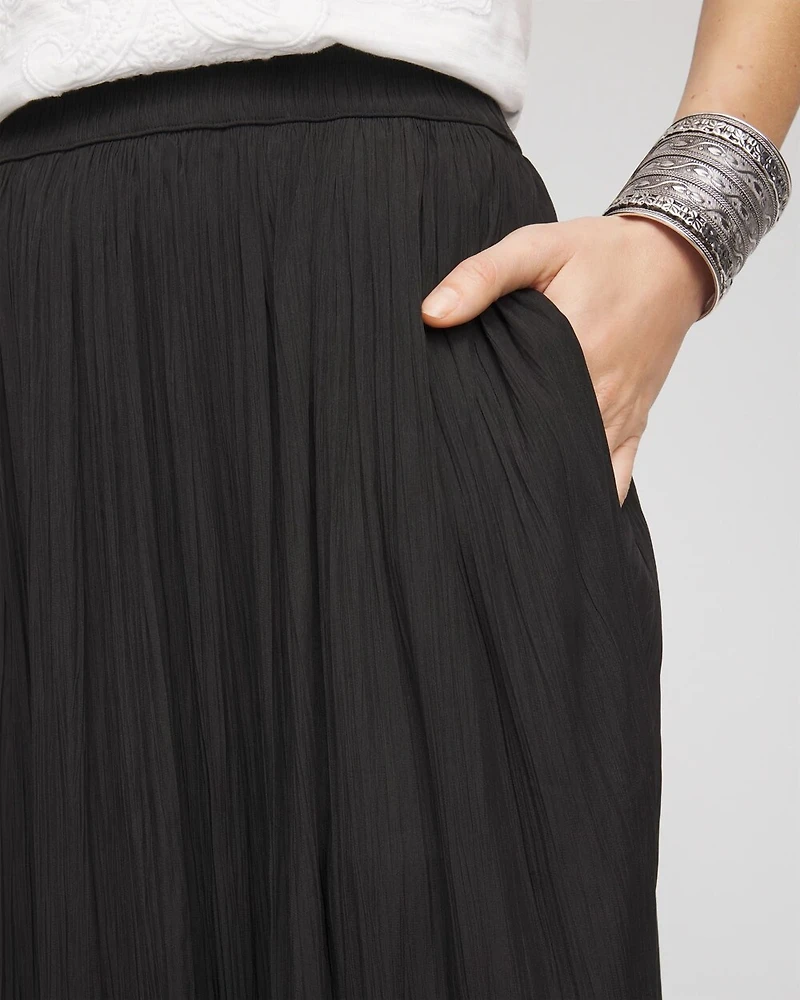 Pull-on Pleated Maxi Skirt