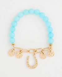 Jade Stone Link Charm Bracelet
