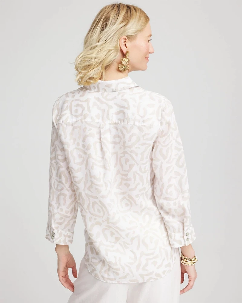 No Iron™ Animal Print Linen Shirt