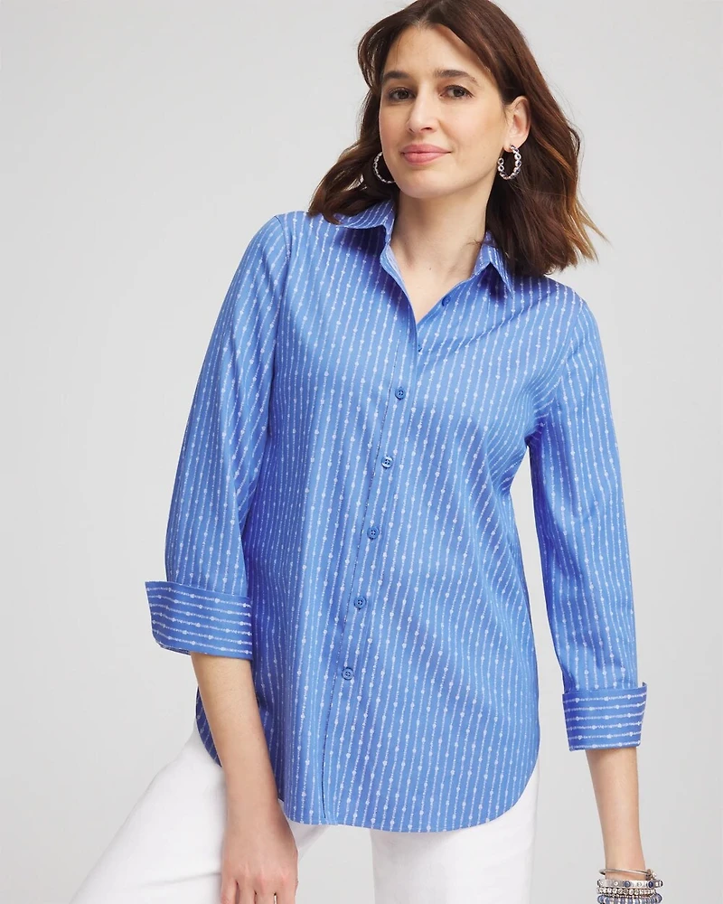 No Iron™ Dot Stripe Stretch Shirt