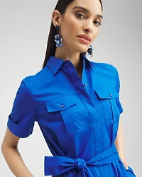 Poplin Cutout Shirt Dress