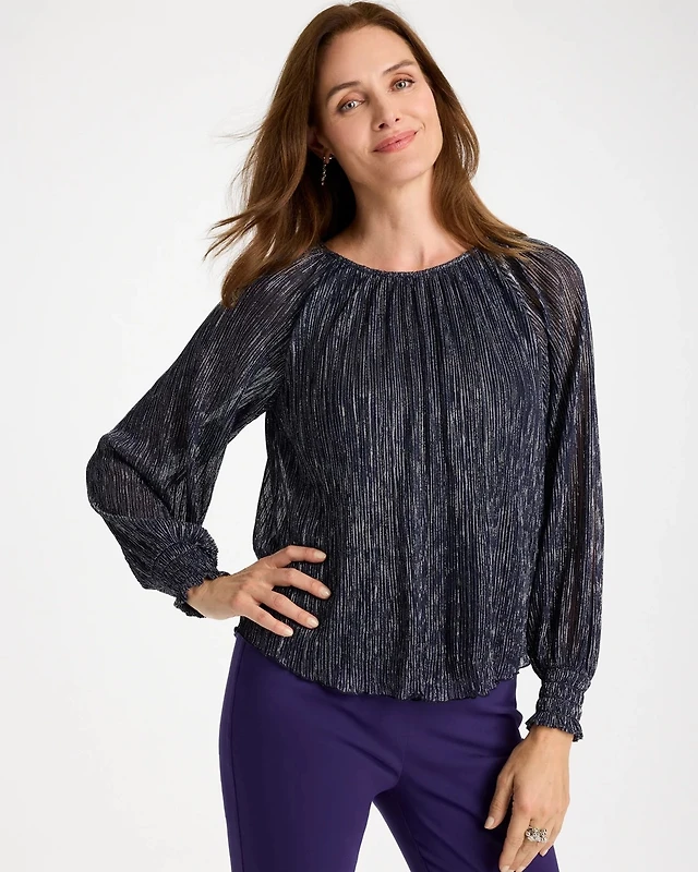 Metallic Bodre Crinkle Mesh Top