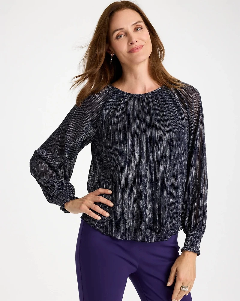Metallic Bodre Crinkle Mesh Top