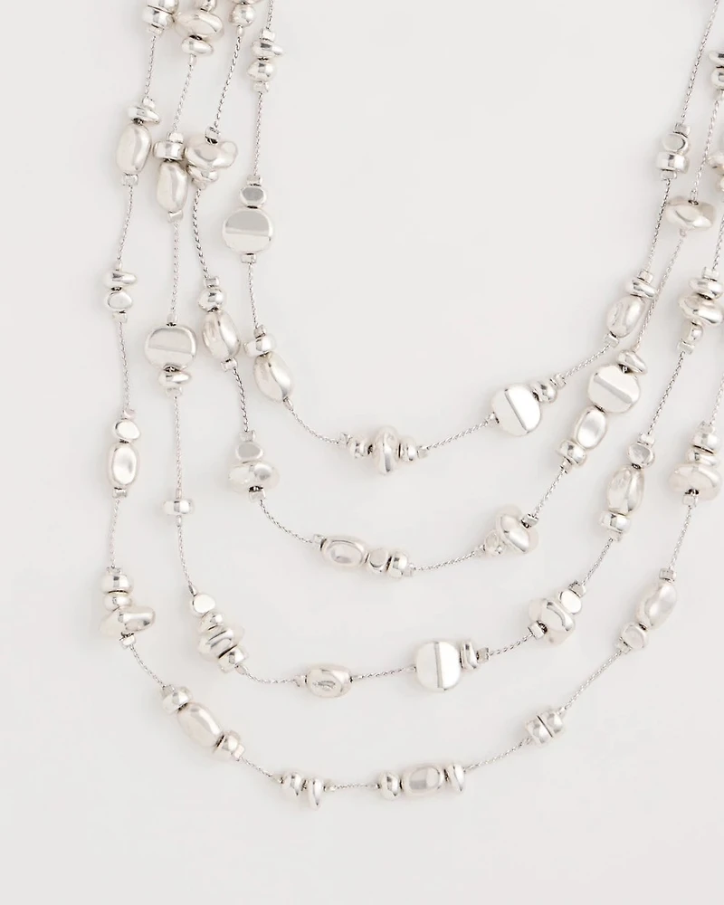 Silvertone Nugget Illusion Necklace