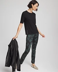 Jersey Knit Crewneck Button Tee